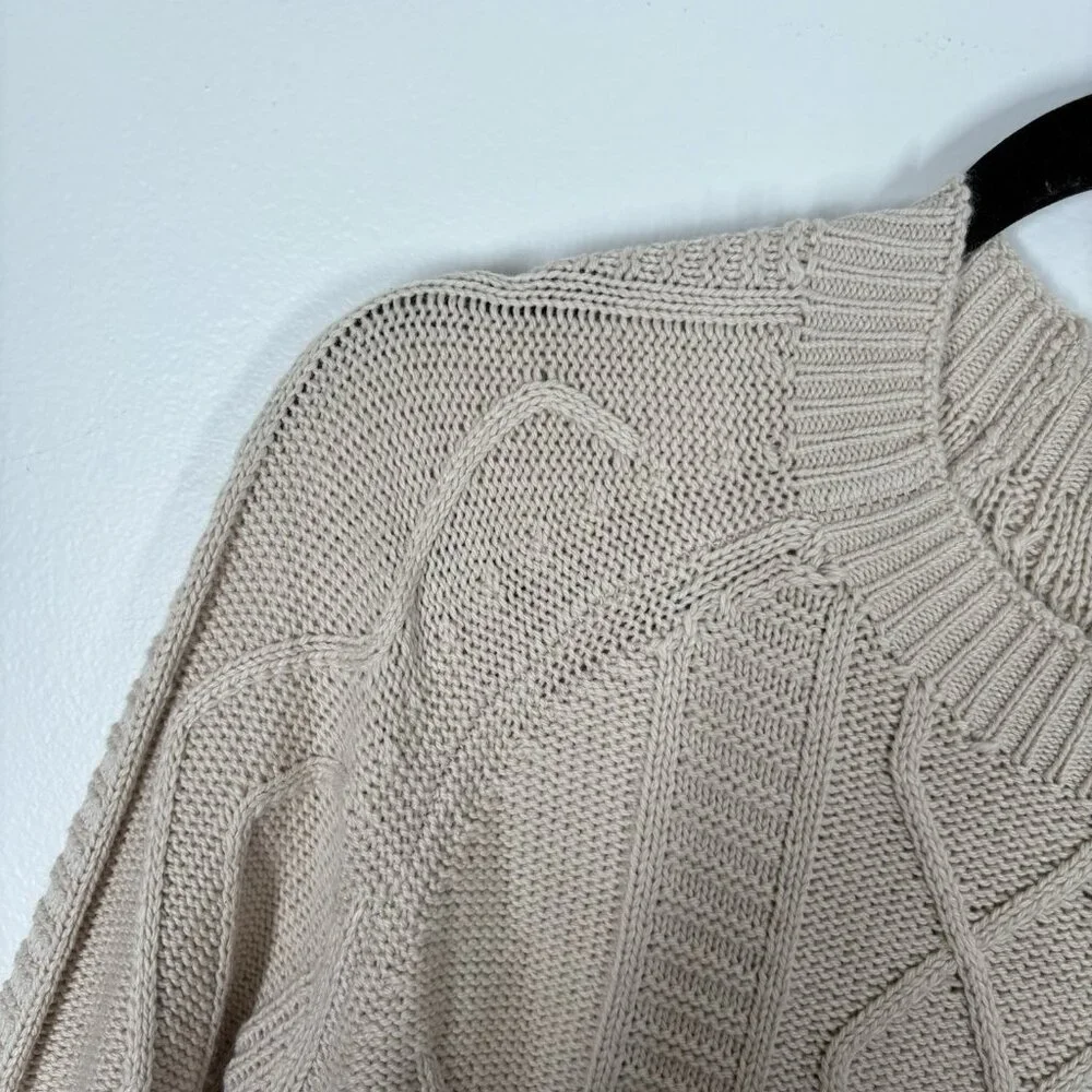 Hunter Boot LTD Men SZ M Cream Cable Knit Crew Neck Wool Bl Pullover Sweater NWT
